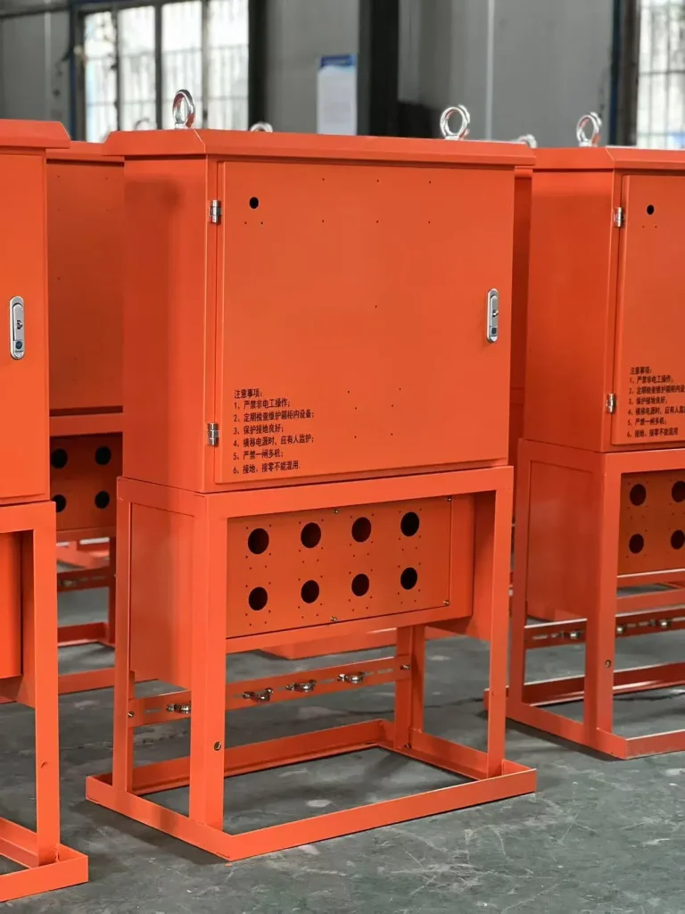 Custom IP65 Outdoor Distribution Cabinet with Rainhood and Double Doors