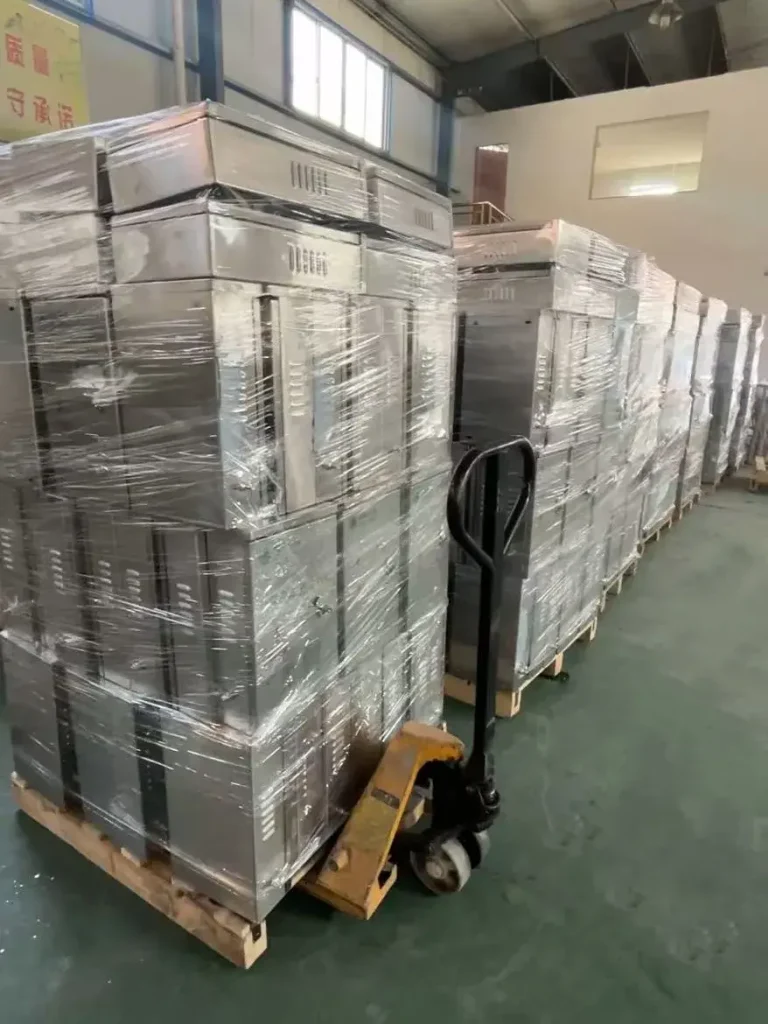 Electrical enclosures packed and ready for shipment from factory