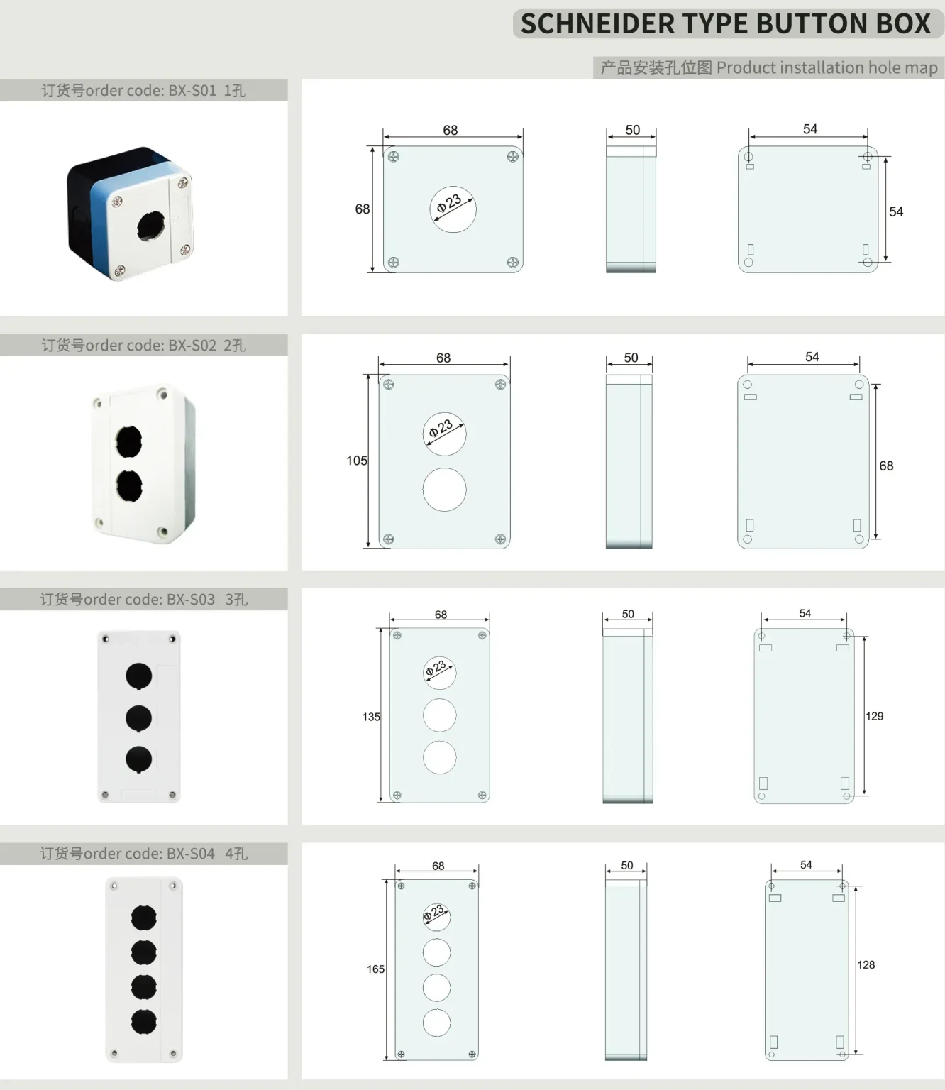 SCHNEIDER type Plastic waterproof button box-01