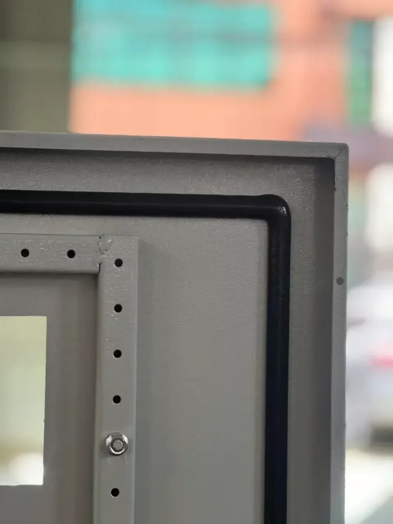 PU foamed-in-place gasket sealing detail for IP-rated electrical enclosure